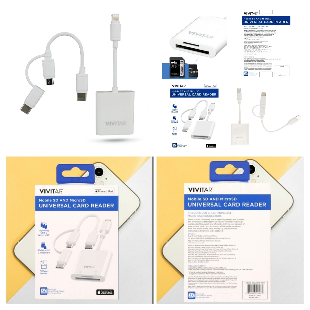 Mobile Micro SD Compact Flash Card Reader with USB Adapter for Memory Cards